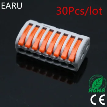 

30Pcs PCT-218 PCT-218 222-418 Universal Compact Wire Wiring Connector Connectors 8 pin Conductor Terminal Block With Lever