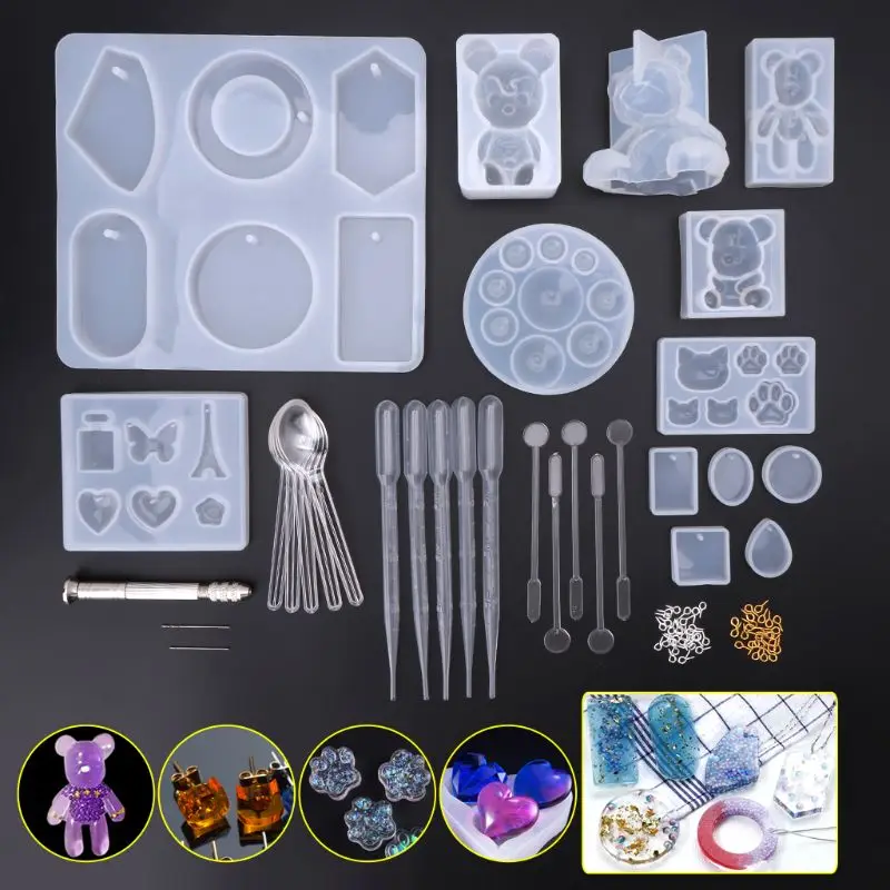 

1 Set Animal Silicone Mold DIY Handmade Crafts Making Set Bear Rabbit Cat Claw Mould Necklace Pendant Jewelry Crystal Resin Mold