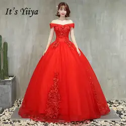 Это YiiYa Свадебные платья Зеленый Красный вырез лодочкой Applliques вышивка в пол невесты платья Vestidos De Novia Casamento MN024