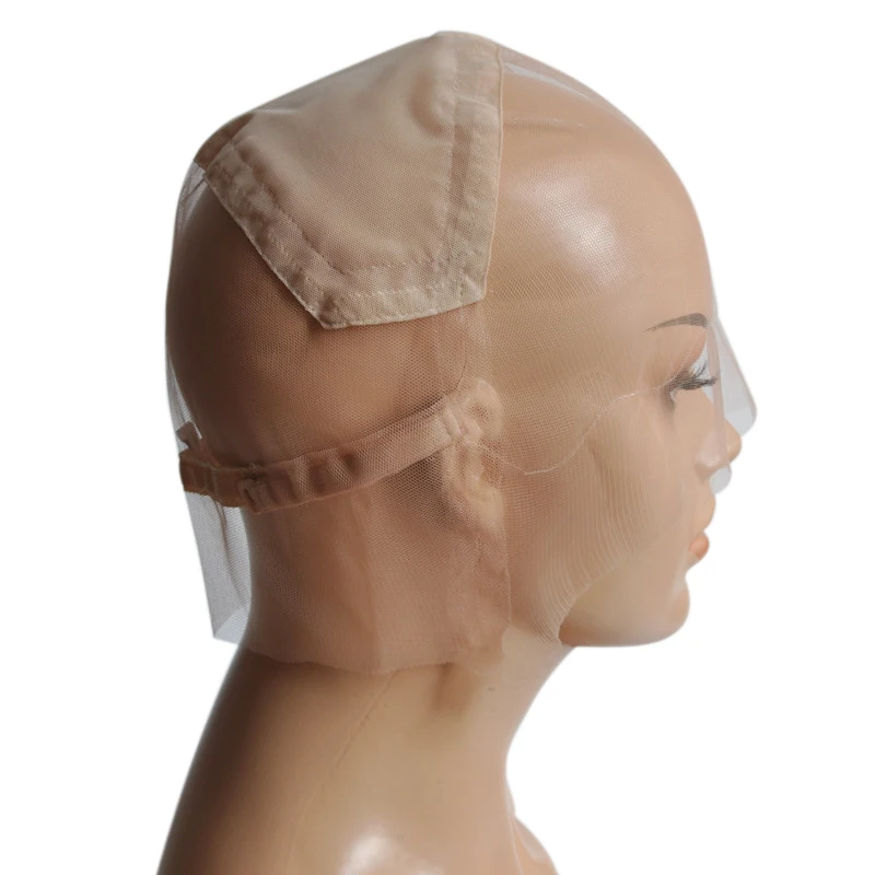 S/M/L Brown/Beige Full Lace Wig Cap For Making Wig Strong Swiss Lace Cap With Guide Line Sewn in For The Hairline Spun Fish Net
