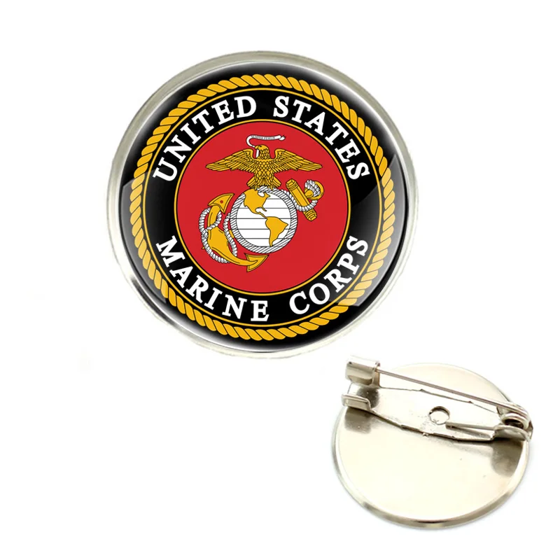 

Classic United States Marine Corps Symbol Brooch Badge Glass Cabochon Dome For Bag Clothes Decoration Pins