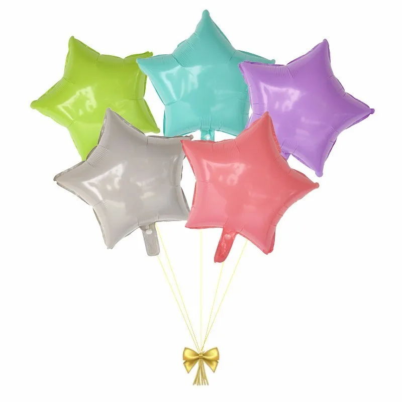 

6pcs Macaron Five-pointed Star Foil Balloons Happy Wedding Helium Globos Birthday Party Decorations Adult Anniversary Supplies
