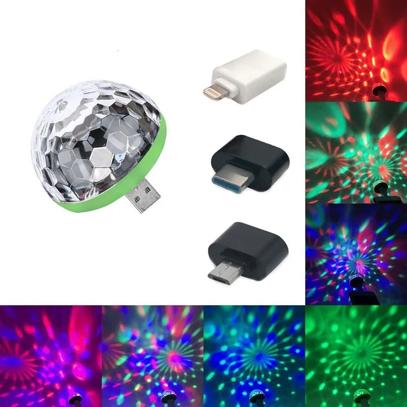 Автомобильный USB мини атмосферная лампа портативный диско свет домашний