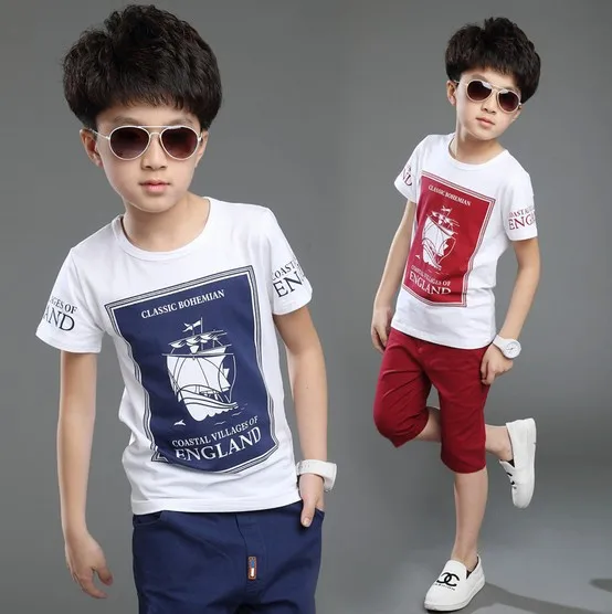 Brand 2018 Summer Boys Fashion Printed Clothing Sets Male Kids Casual