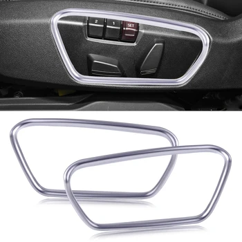 

DWCX 2x Car Silver ABS Plastic with Matte Chrome Plated Finish Auto Seat Adjuster Button Decor Cover Trim Frame for BMW X1 2016