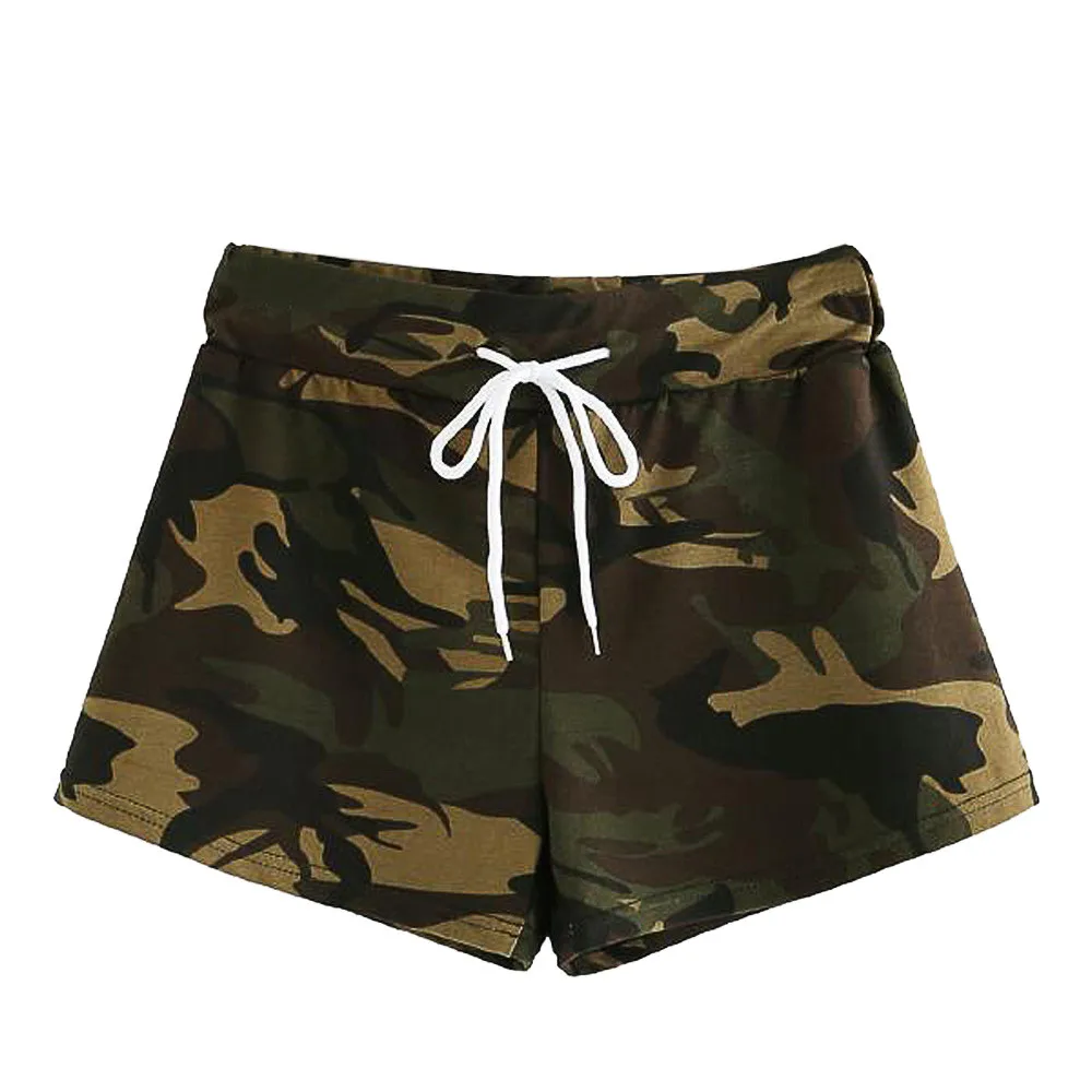 Women Short Summer Hot Sale Beach Fashion Casual Elastic Camouflage Drawstring Shorts Trousers