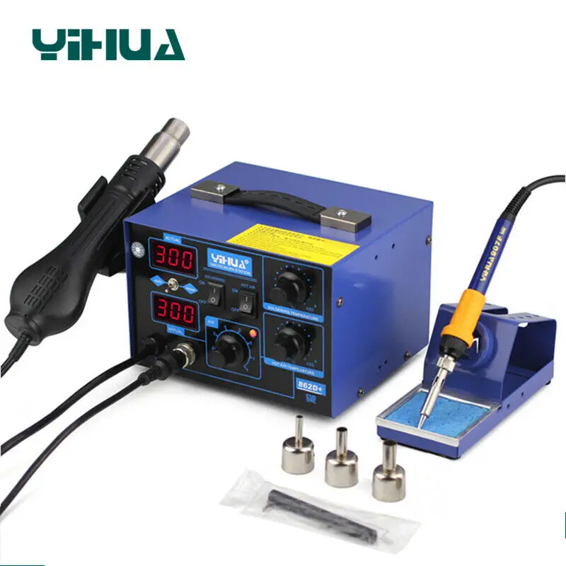 YIHUA 862D + 2 в 1 паяльная станция ESD горячий воздух для поверхностного монтажа