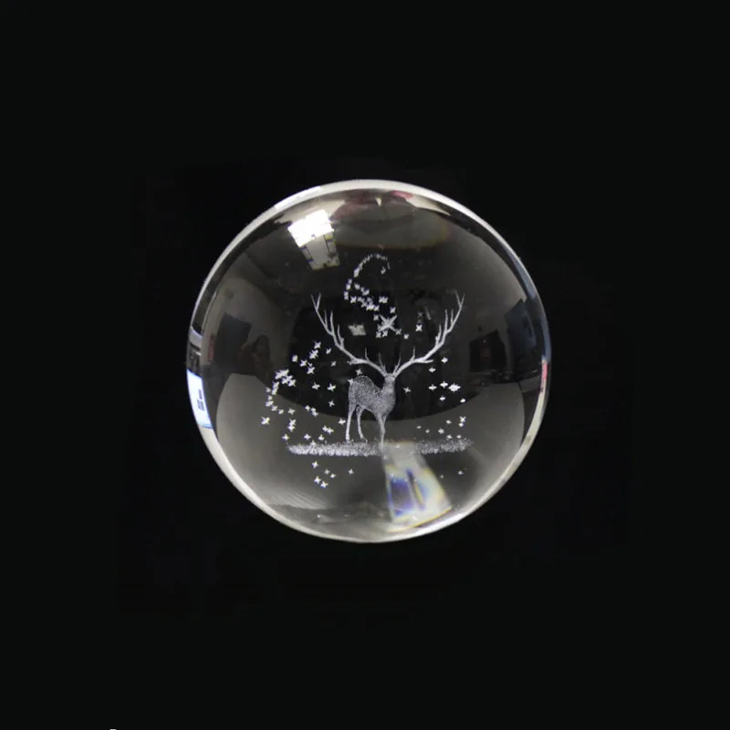 3D лазерная гравировка фигурки лося хрустальный шар K9 художественная Коллекционная Сфера фэн шуй стеклянный шар ремесла аксессуары для дома