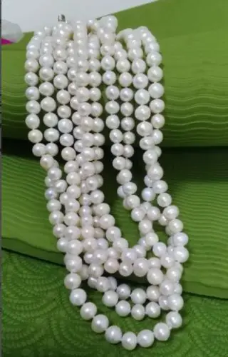 

Free Shipping >>>>> gorgeous natural 9-10mm south sea white pearl necklace 50 inch