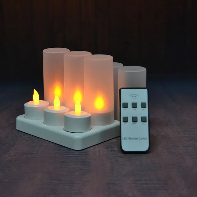 20sets/lot 6 LED candle remote controlled Flickering frosted