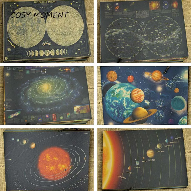 

COSY MOMENT National Geography Earth Galaxy solar system Nine planets Retro Kraft Paper Poster Wall home Decoration Poster QT273