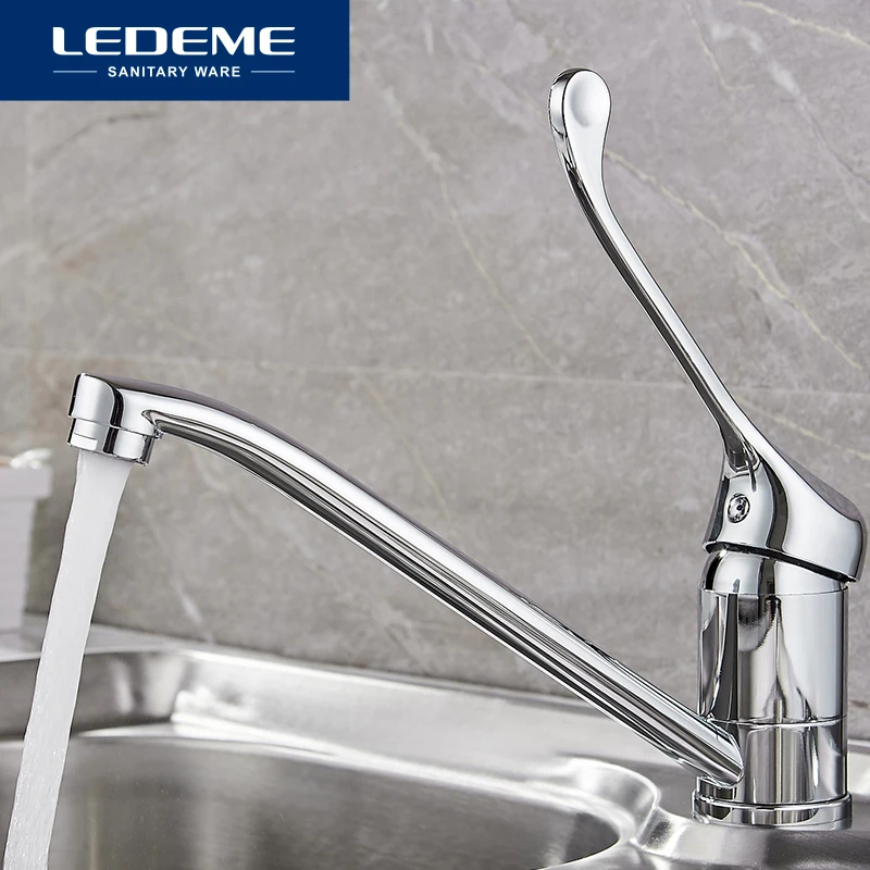 LEDEME Classic Style Kitchen Faucet Solid Brass Single Handle Cold and Hot Water Tap 360 Degree Rotation L4913