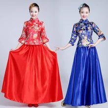 Китайские традиционные Для женщин Hanfu вечерние платье Классический китайский танцевальный костюм для певцов костюм Hanfu Tang древний костюм