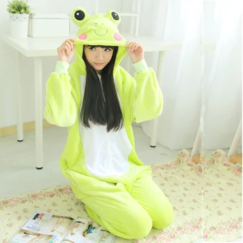 

Green Frog Adult Kigurumi Pajamas for Women One-piece Flannel Jumpsuit Pijama Men Cosplay Parties Animal Onesies Halloween Cheap