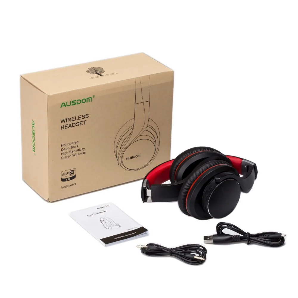 Ausdom AH3 aptX Low Latency Bluetooth наушники V4.2 Беспроводной для игр Over Ear Складная глубокий бас