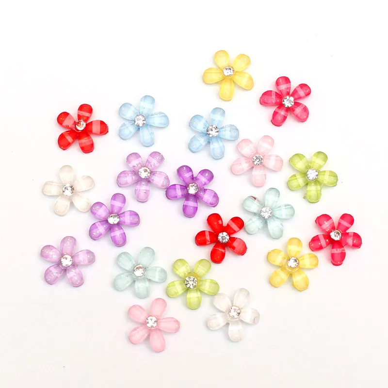 

50Pcs 10mm Mixed Blings Flower Resin Decoration Crafts Flatback Cabochon Embellishments For Scrapbooking Beads Diy Accessories