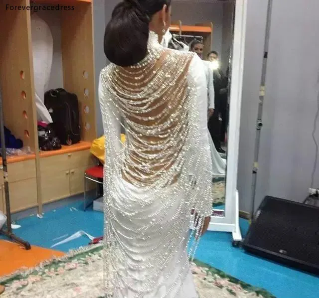 Long Muslim Middle East Dubai Evening Dresses Beading Pearls Saudi Arabia Prom Party Gowns Vestidos De Fiesta Formal Party Gowns BC0532  214 (4)