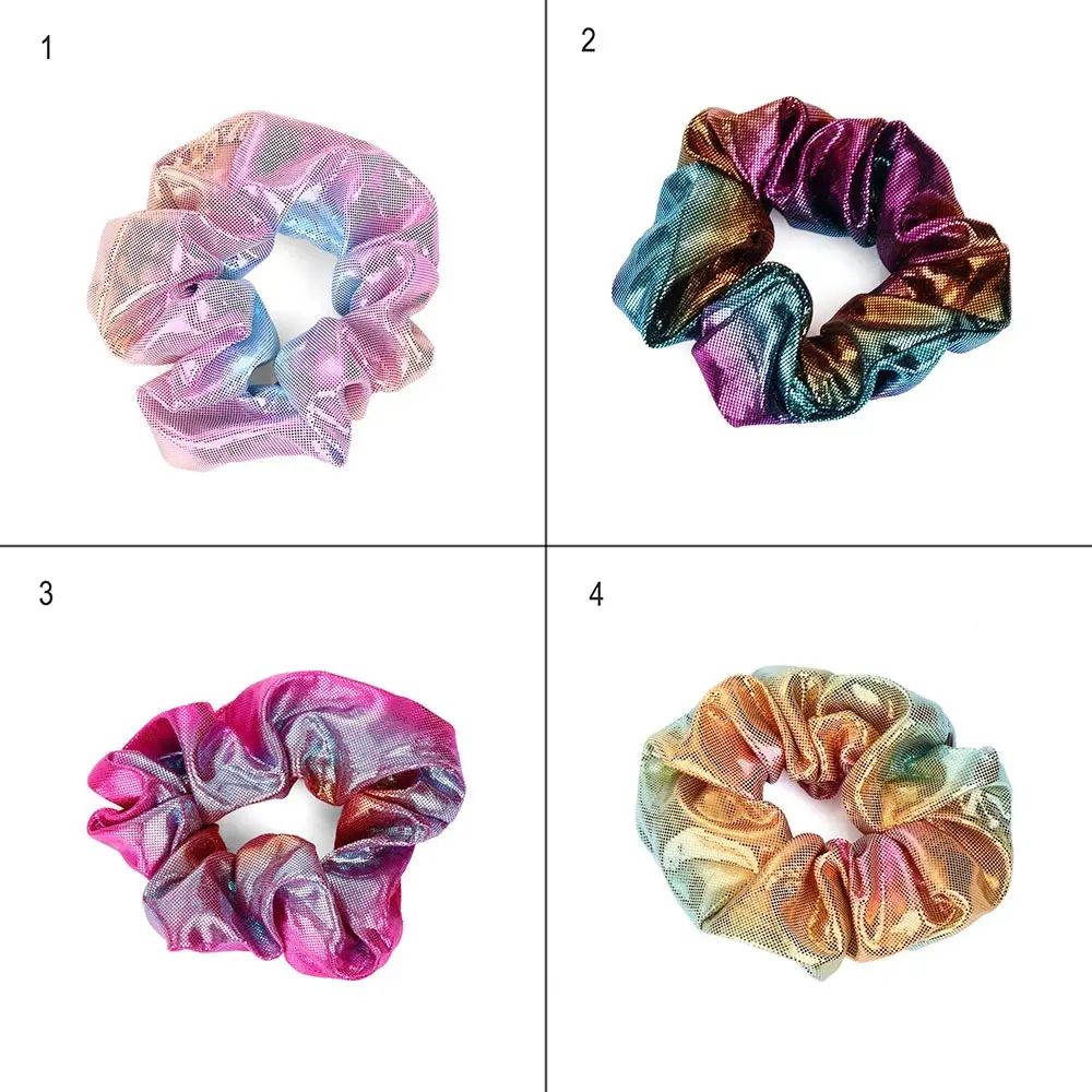 New Elegant Women Elastic Hair Rope Glitter Ponytail Holder Laser Radiation Colorful Hair Ring Scrunchy Hair Band Accessories