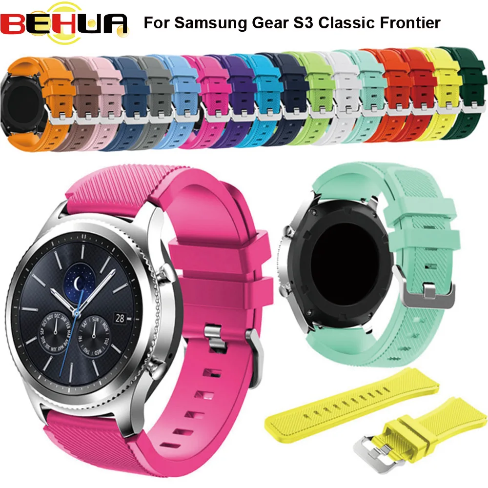 

BEHUA WatchBand for Samsung Gear S3 Strap Wrist Colorful Active Silicone Sport Band Modern Design Replacement 22mm Bracelet