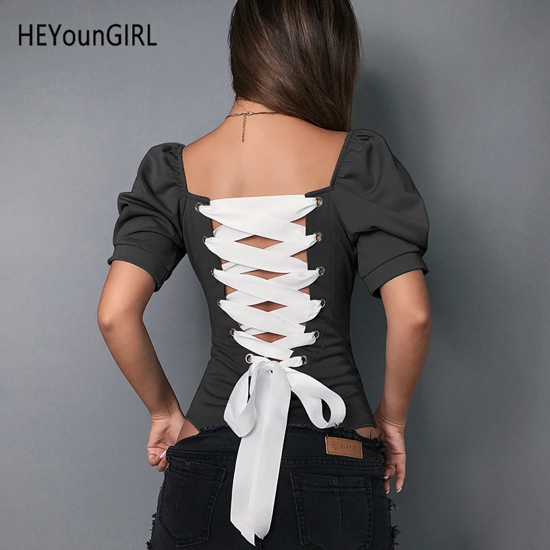 Винтажное Бандажное боди HEYounGIRL женское сексуальное элегантное с пышными