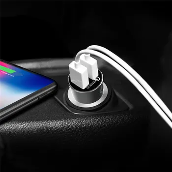 

NEW DC12-24V 36W Intelligent Aluminum Alloy QC3.0 Dual USB Car Phone Charger Auto Car Styling Camping For GPS DVR Phone Tablets