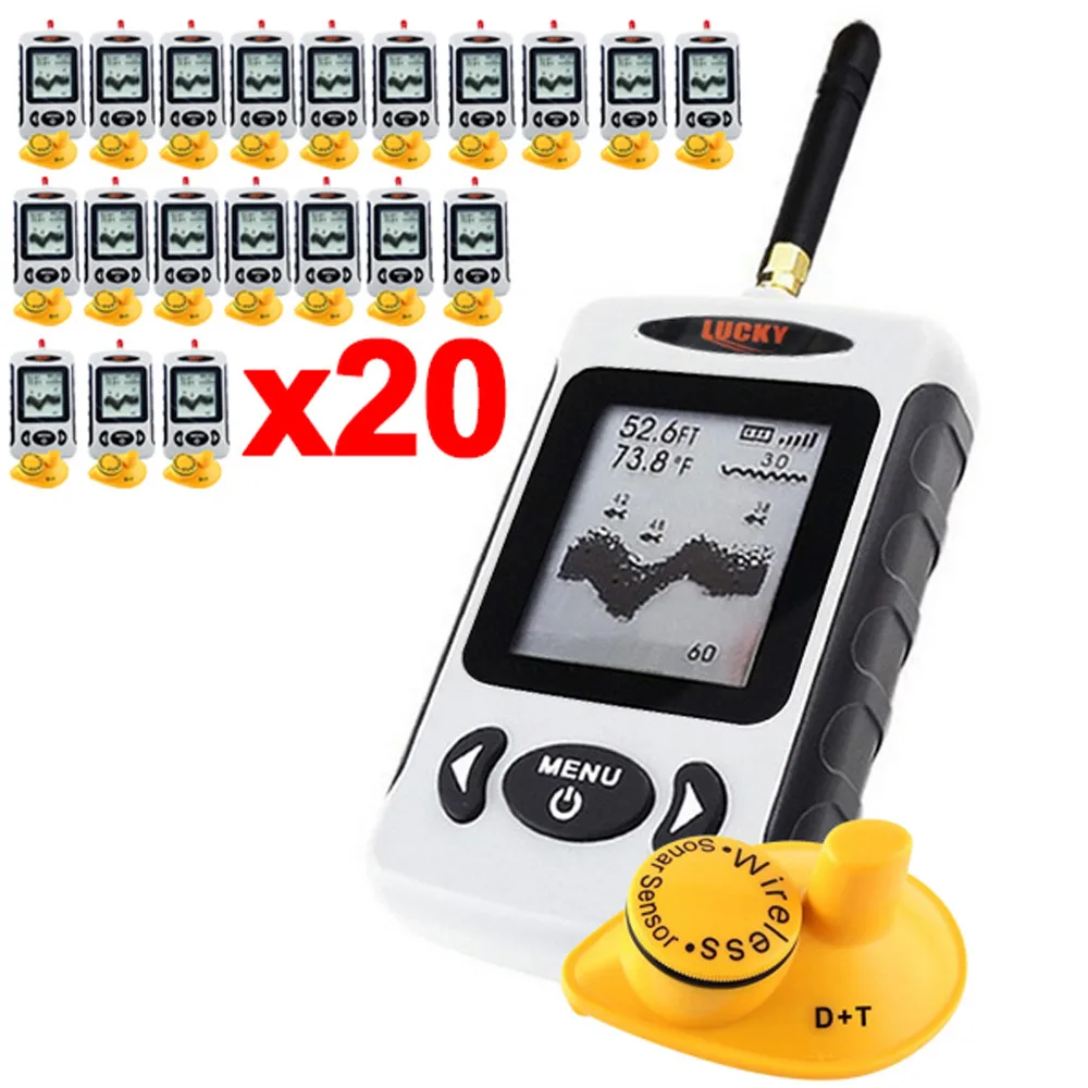20 x штук LUCKY FFW 718 цифровой беспроводной матричный рыболокаторы Sonar 131ft/40 м Live Upate