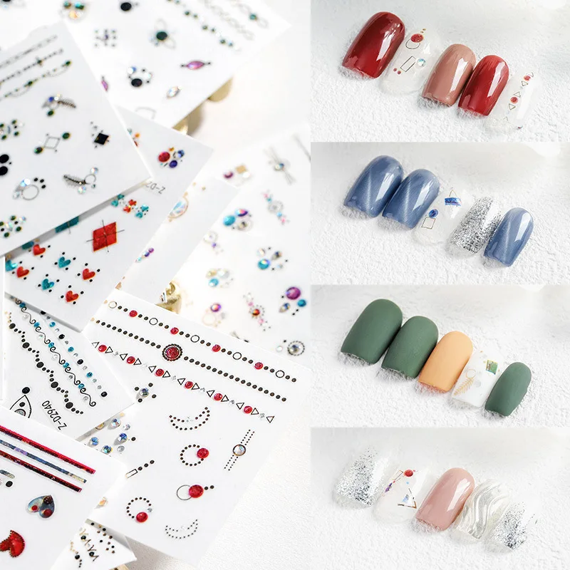 

1 Sheet colorful crystal 3D Nail Art Transfer Stickers heart flower Nail Designs Adhesive Sticker Tattoo Slides Manicure Z0100