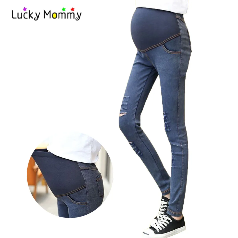 Elastic Waist Skinny Denim Pants Maternity Jeans 2017 Autumn Spring ...