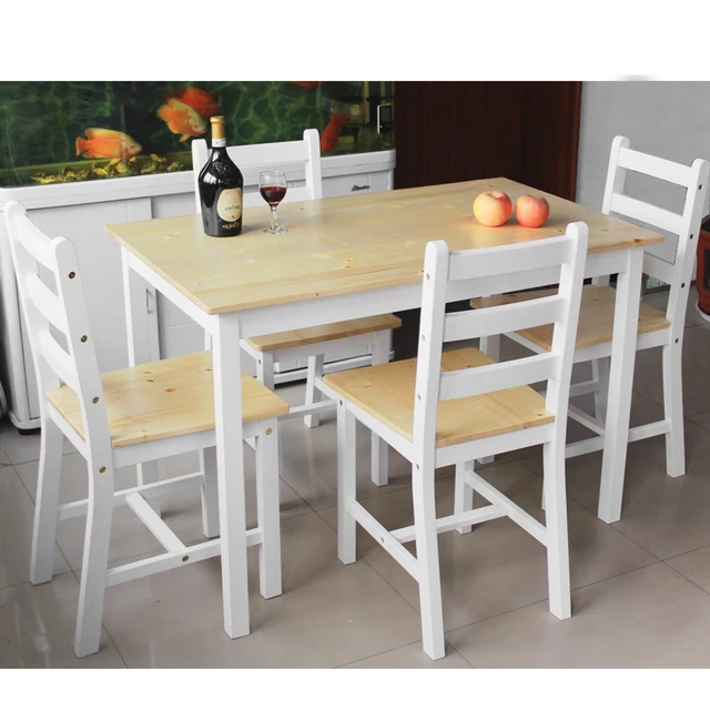 Wooden Dining Set One Table With 4pcs Lot Chair White Natural Wooden Dining Set One Table With 4pcs Lot Chair White Natural Pine Dropshipping