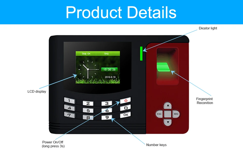 Отпечатков пальцев посещаемость времени Системы TCP/IP USB отпечатков пальцев Доступ Управление время часы Регистраторы сотрудников