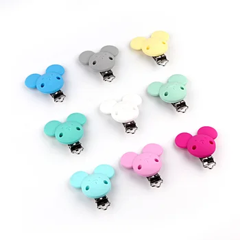 

10PCS BPA Free Silicone Mickey Mouse Animal Pacifier Dummy Teether Chain Holder Clips DIY Baby Nursing Toy Accessories