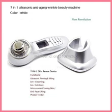 Домашнее использование 7 в 1 Ультразвук+ Ион+ фотон+ EMS Высокочастотная терапия светодиодным светом фотонный массажер для лица для морщин
