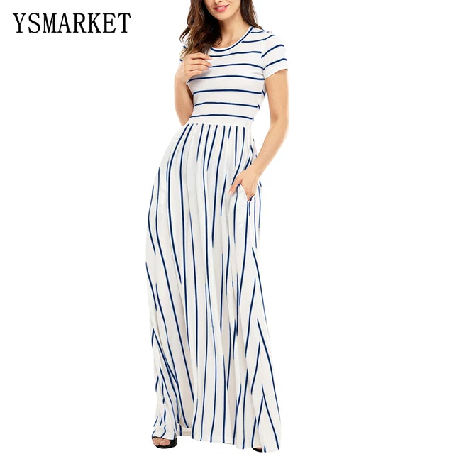 maxi jurk blauw wit gestreept maxi jurk blauw wit gestreept