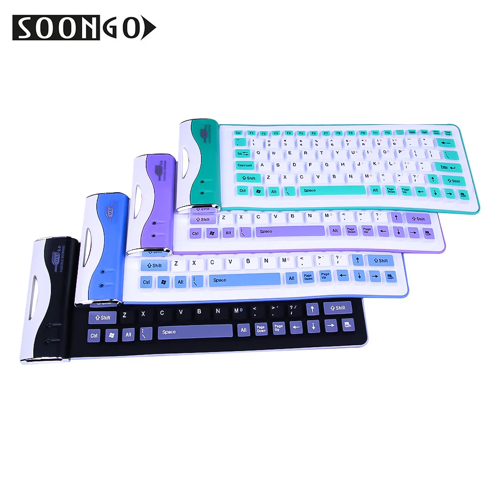 Mini Silicone Soft Slim Folding Keyboard Wired Flexible USB Roll-up Collapsible Teclado Clavier Gamer PC Tablet Laptop Portable