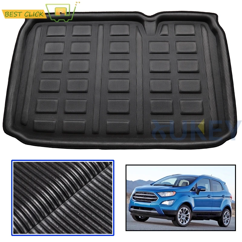 

Accessories For Ford EcoSport 2018 2019 Rear Cargo Boot Liner Trunk Mat Floor Tray Mud Kick Carpet Protector Car Styling