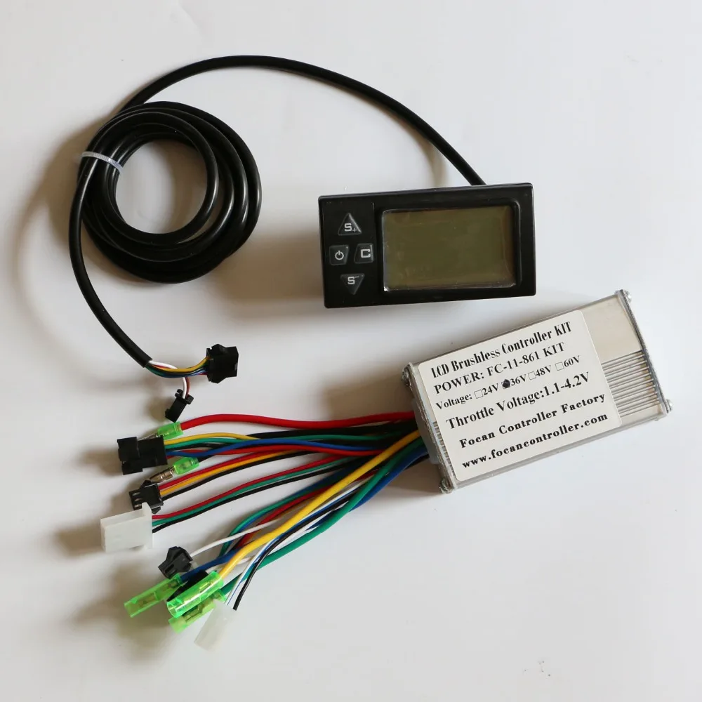 Controlador com Painel de Exibição Lcd para Bicicleta Elétrica 250 w – 350 Brushless Controlador E-bicicleta Acessório 24 v 36 48