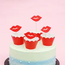 24 шт красные губы обертка для кексов Топпер День Рождения украшения Детские вечерние принадлежности бумажные обертки украшения для кексов