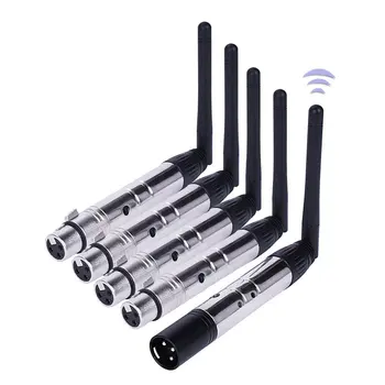 5pcs DMX512 DMX Dfi DJ 2.4G Wireless 4 Receiver and 1 Transmitter Lighting Controller with Adapters 2 4g wireless dmx512 transceiver and receiver easy to use embedded inside the light