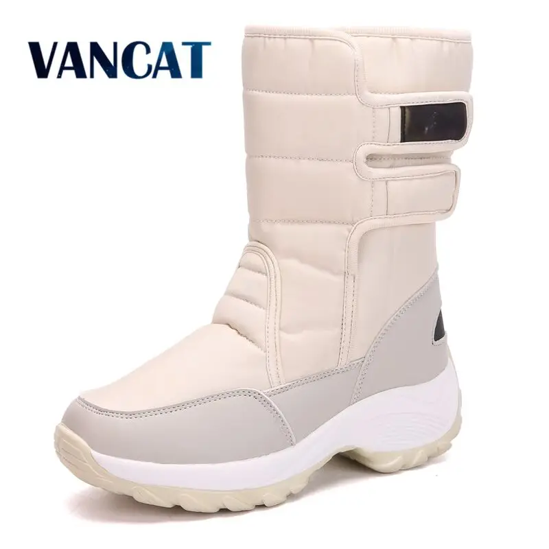 

Vancat 2018 Winter Women Snow Boots Warm push Ankle Boots Female High Wedge Waterproof Women's Boots Rubber Hiking Boots Shoes