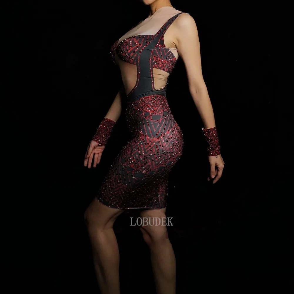3D Печать Полный Стразы обтягивающее платье без рукавов упаковка кристаллов бедра платье Для женщин певец и ведущий Выходные туфли на