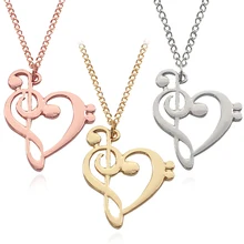 Fashion Music Love Heart Charm Pendant Best Friends Forever BFF Necklaces For Women Men Friendship Jewelry