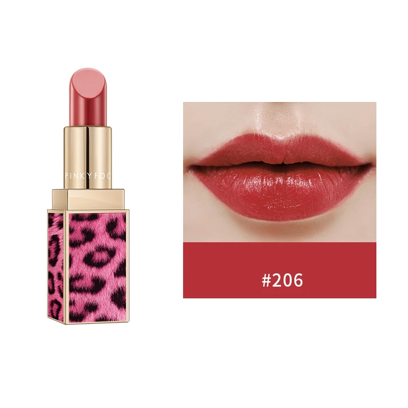Pudaier розовая леопардовая матовая помада, 6 цветов, водостойкая бархатная Помада для губ, сексуальный красный оттенок для губ, бобы, паста, цвет, красивые губы, TSLM1 - Цвет: 206