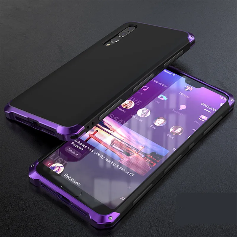 Роскошный чехол, противоударный металлический пластиковый Гибридный бронированный чехол для телефона, чехол для huawei P20 Pro P9 P10 PLUS MATE 9 10 - Цвет: black purple