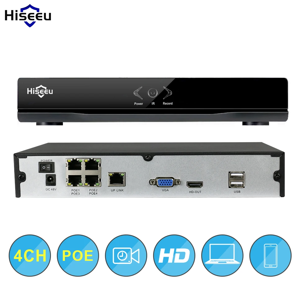 4CH 8CH POE NVR CCTV 48 В IEEE802.3af безопасности PoE коммутатор внутри видеорегистратор сетевой