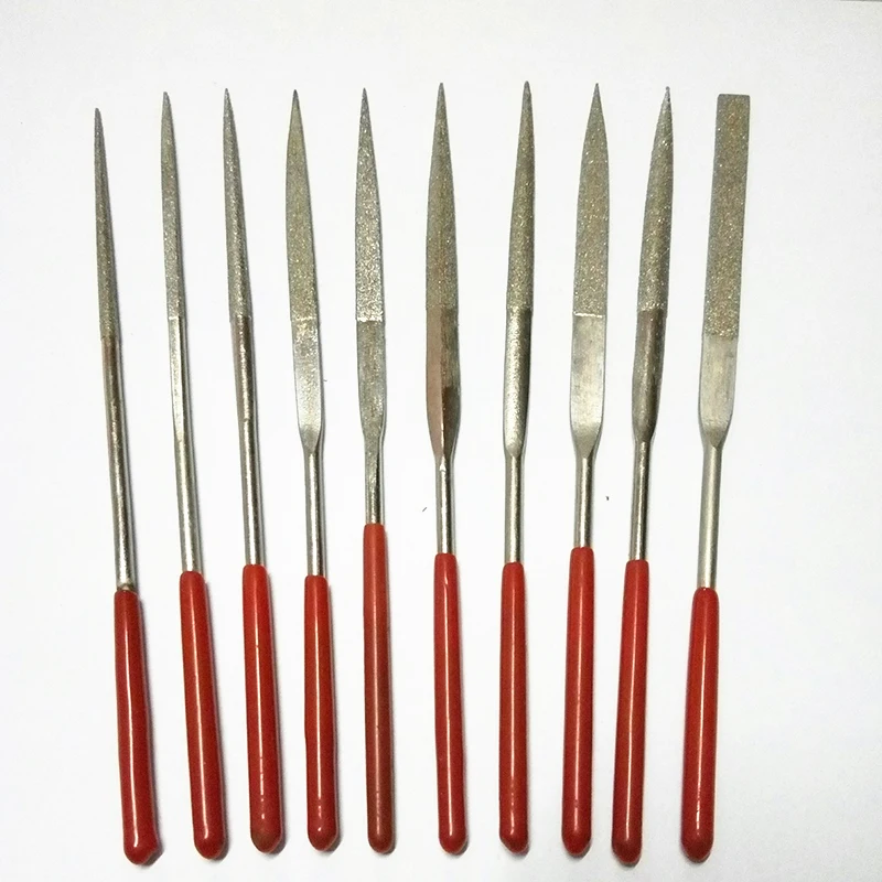 10 Pieces 140mm Diamond Mini Needle File Set Handy Tools for stone metal Ceramic Glass files diamond file steel lima