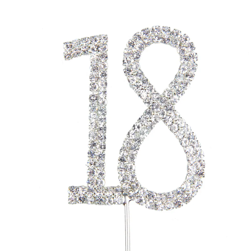 New Unique Diamante Dual Numeral 18 Monogram Cake Toppers