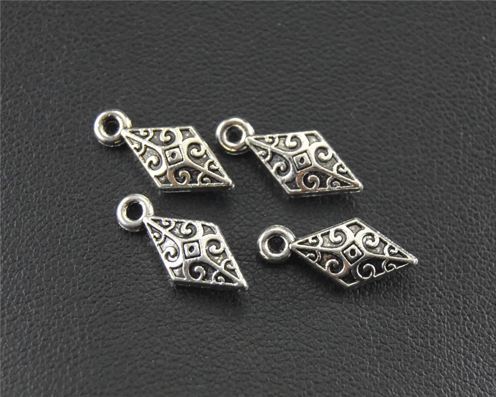 

50pcs Antique Sliver rhombus shape drop Charm Pendant DIY Necklace Bracelet Bangle Findings 5x14mm A1481