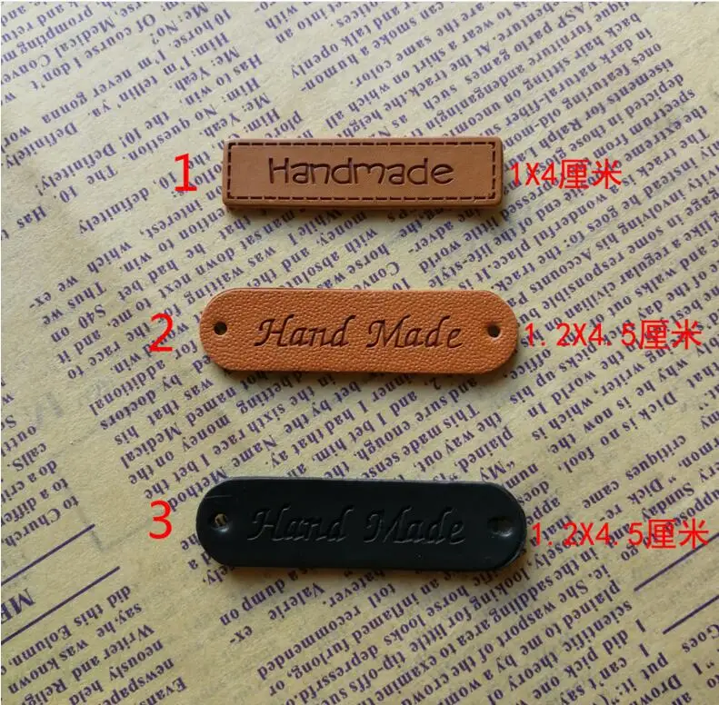 

Free Shipping 20pcs/lot Synthetic PU Leather hand made Label Tags DIY Sew Craft Patch Garment Labels
