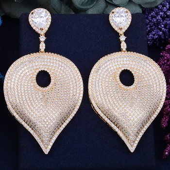 

GODKI 81mm Exclusive Super Luxury Leaf Leaves Full Mirco Paved Cubic ZirconCZ Naija Wedding Drop Earring Fashion Jewelry
