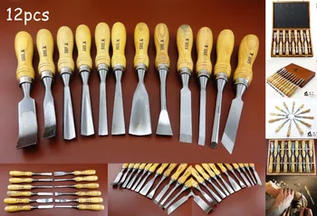 

12pcs Professional Wood Craft Work Carving Knife Chisel Cutter Punch Tool Set - Edger Creaser Groover Skiver Beveler Awl Slick